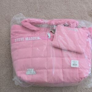 Steve Madden Blush Quilted Tote with Pouch